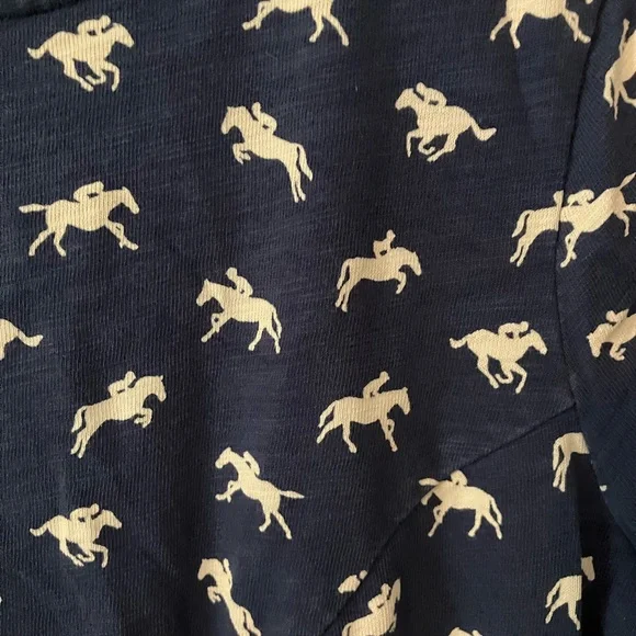 Boden Phoebe Jersey Navy 100% Cotton Casual Dress Equestrian Print Sz 10P - Picture 5 of 9